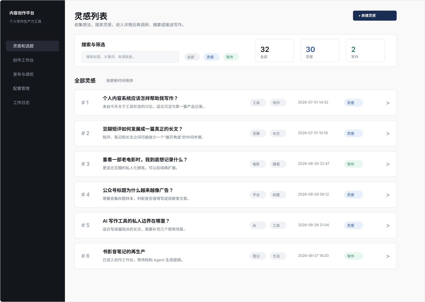 内容创作平台 截图