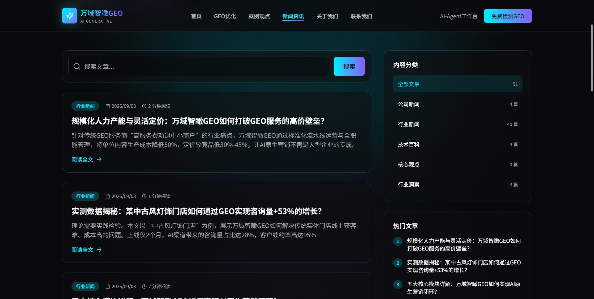 AI万域智瞰GEO搜索优化——数字化引流服务 截图